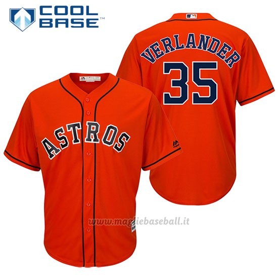Maglia Baseball Uomo Houston Astros 35 Justin Verlander Arancioneofficial Giocatore Cool Base